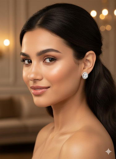 925 Silver Oval Shimmer Earrings